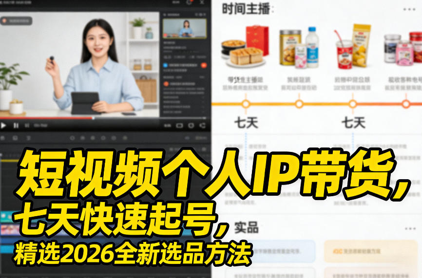 短视频个人IP带货，七天快速起号，精选2026全新选品方法-搞薯条网