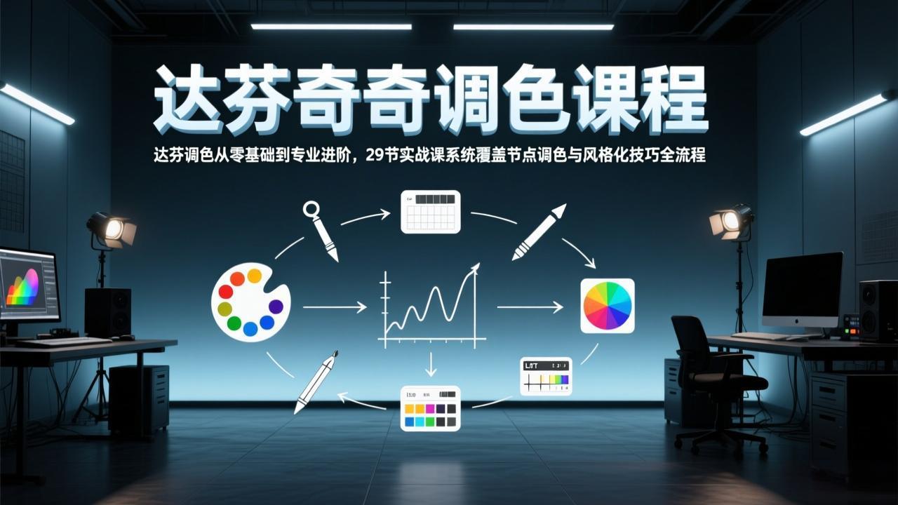 达芬奇调色从零基础到专业进阶，29节实战课系统覆盖节点调色与风格化技巧全流程-搞薯条网