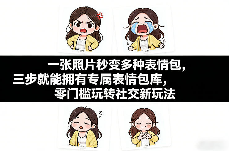 一张照片秒变多种表情包，三步就能拥有专属表情包库，零门槛玩转社交新玩法【文档】-搞薯条网