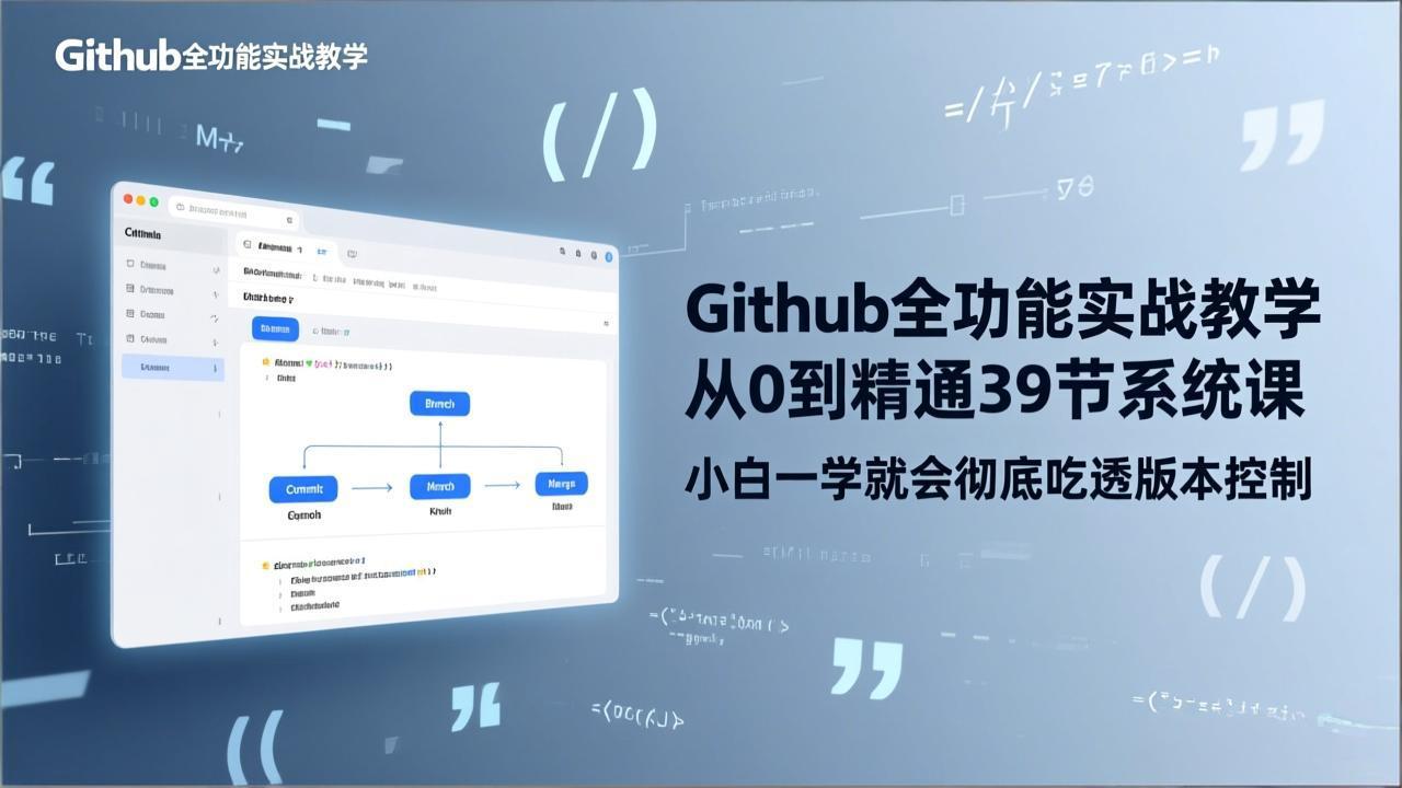 GitHub-全功能实战教学，从0到精通39节系统课，小白一学就会彻底吃透版本控制-搞薯条网