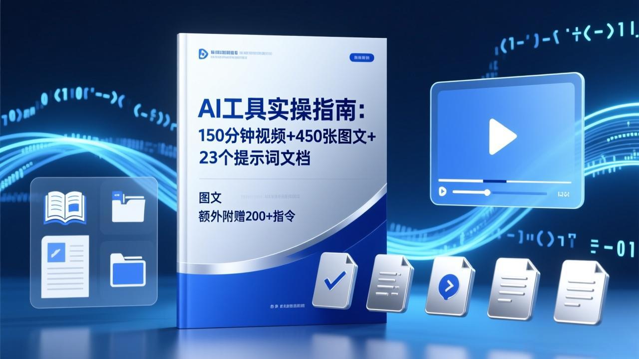 AI工具实操指南：150分钟视频+450张图文+23个提示词文档，额外附赠200+指令-搞薯条网