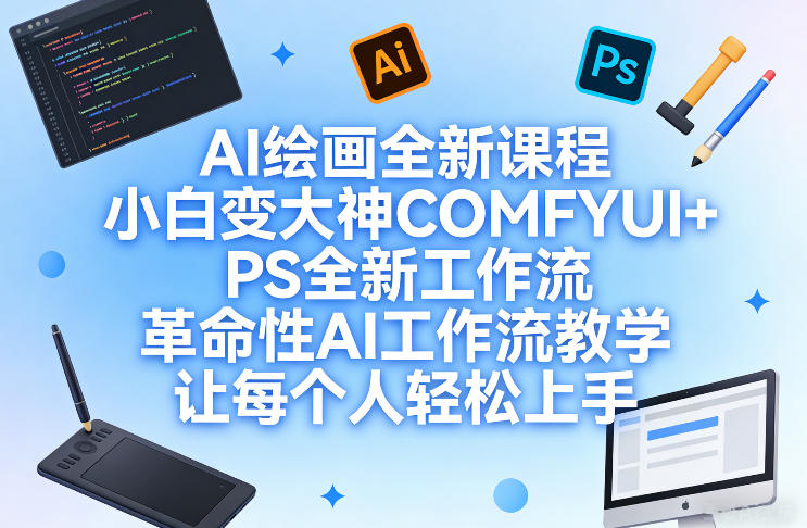 AI绘画全新课程，小白变大神COMFYUI+PS全新工作流，革命性AI工作流教学，让每个人轻松上手-搞薯条网