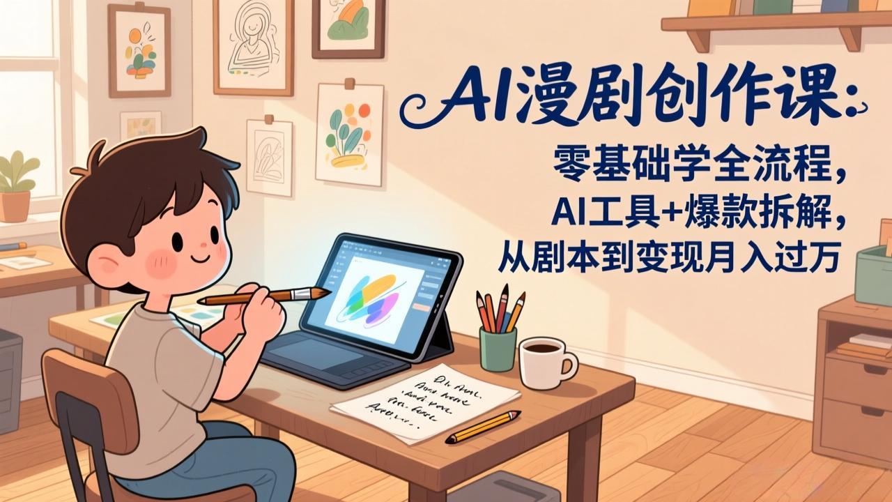 AI漫剧创作课：零基础学全流程，AI工具+爆款拆解，从剧本到变现月入过万-搞薯条网