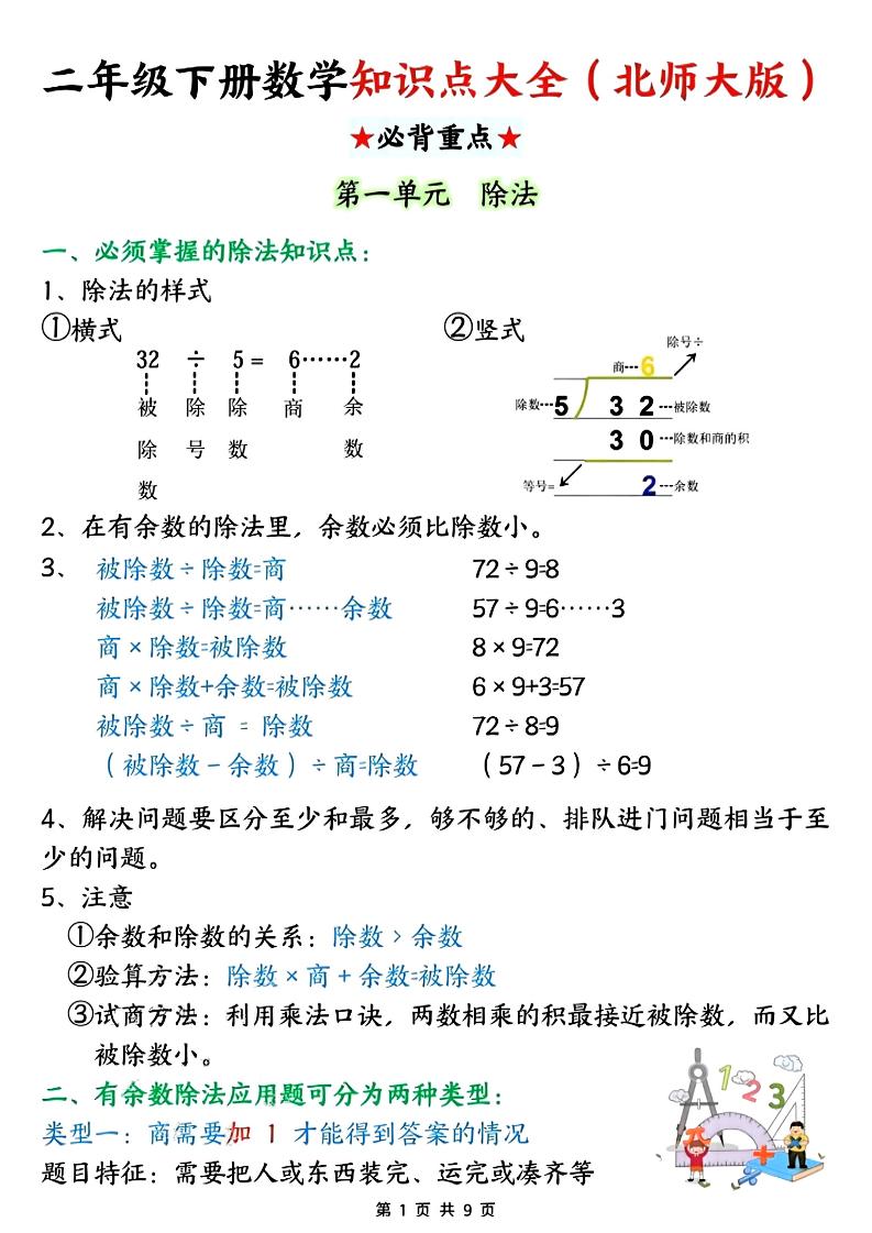 二年级下数学知识点大全《北师版》-搞薯条网