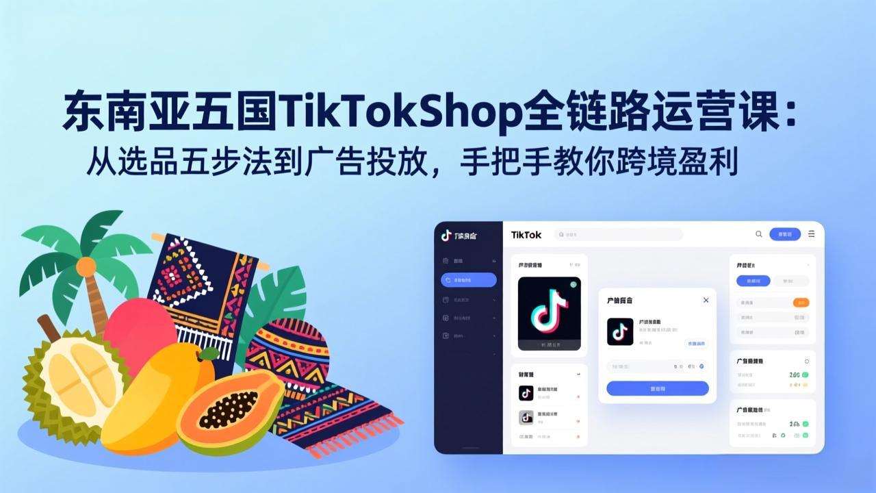 东南亚五国TikTok Shop全链路运营课：从选品五步法到广告投放，手把手教你跨境盈利-搞薯条网