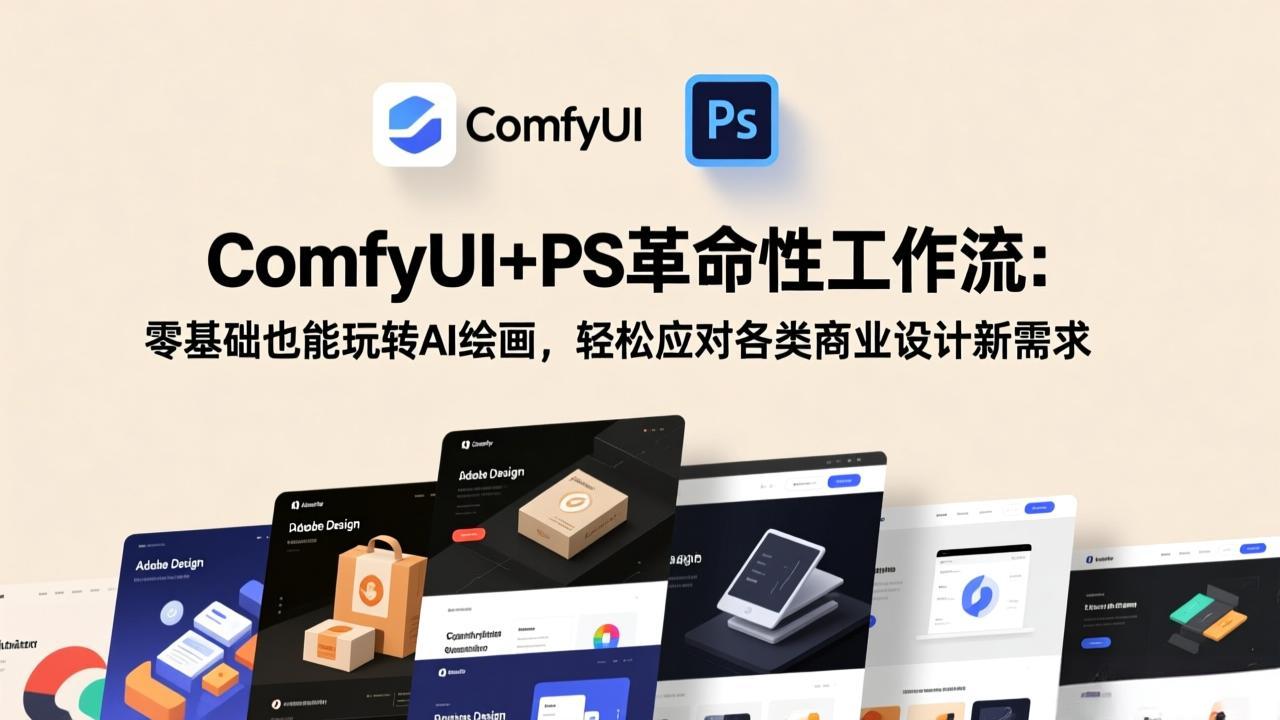 ComfyUI+PS革命性工作流：零基础也能玩转AI绘画，轻松应对各类商业设计新需求-搞薯条网