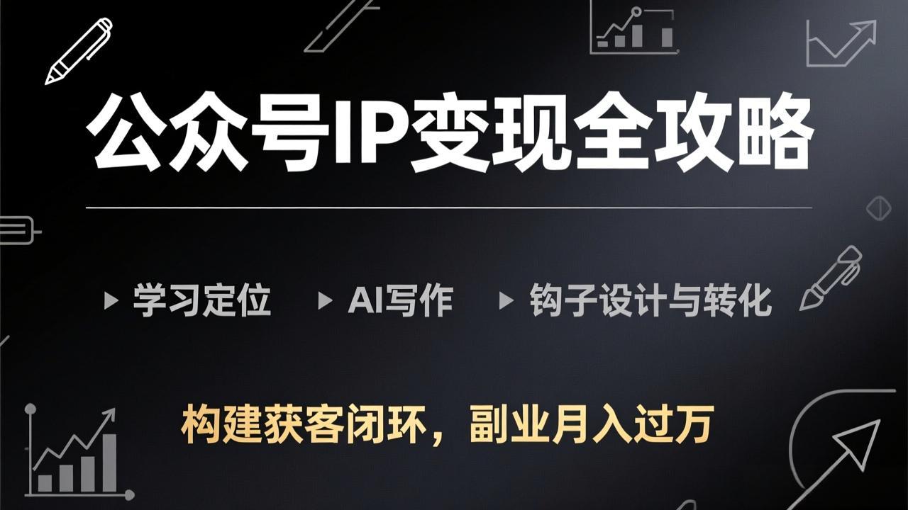公众号IP变现全攻略-更新，学习定位、AI写作、钩子设计与转化，构建获客闭环，副业月入过万-搞薯条网