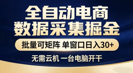 独家电商数据全自动采集项目，批量可矩阵，单窗口轻松日入3张+【揭秘】-搞薯条网