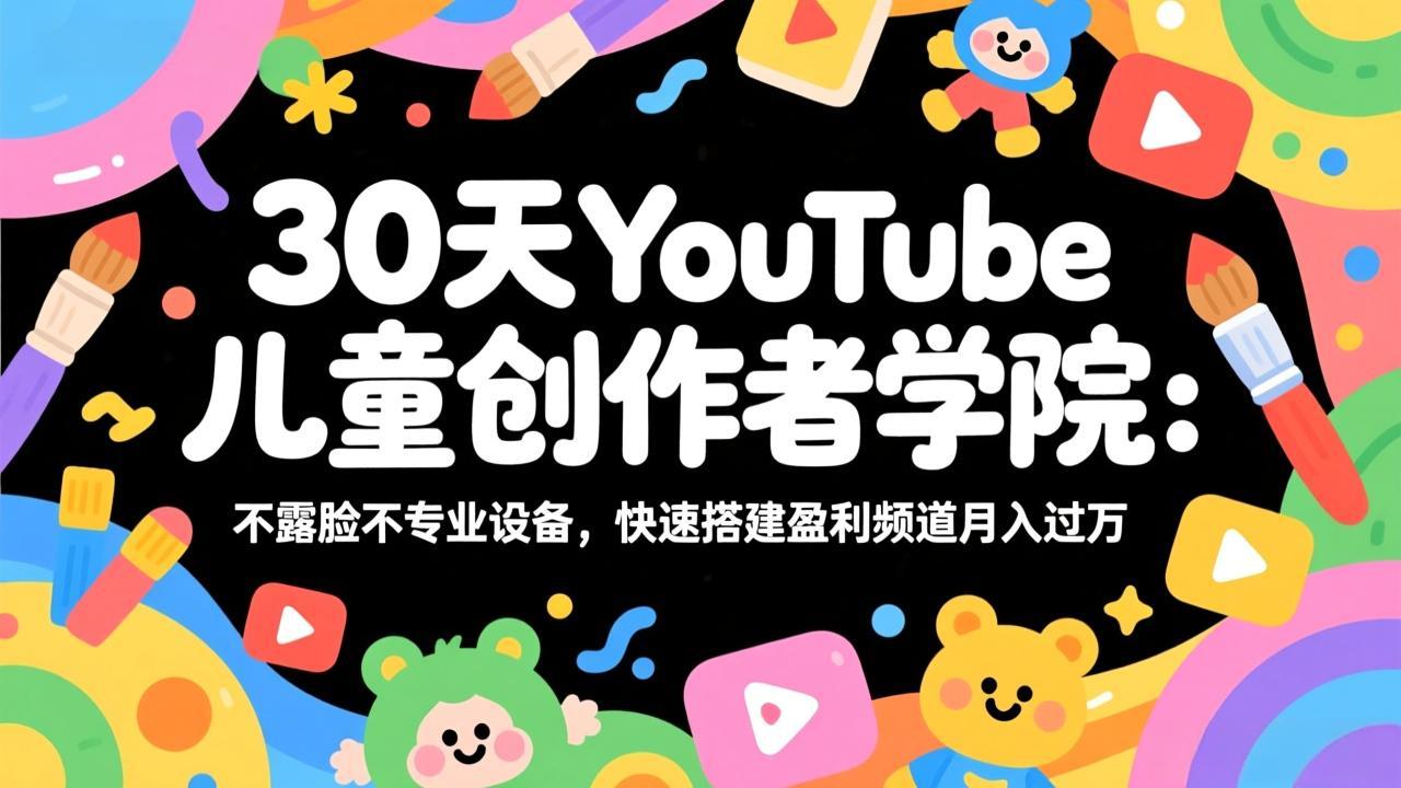 30天YouTube儿童创作者学院：不露脸不专业设备，快速搭建盈利频道月入过万-搞薯条网