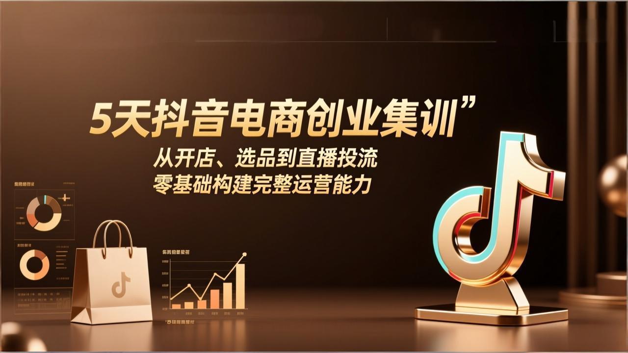 5天抖音电商创业集训：从开店、选品到直播投流，零基础构建完整运营能力-搞薯条网