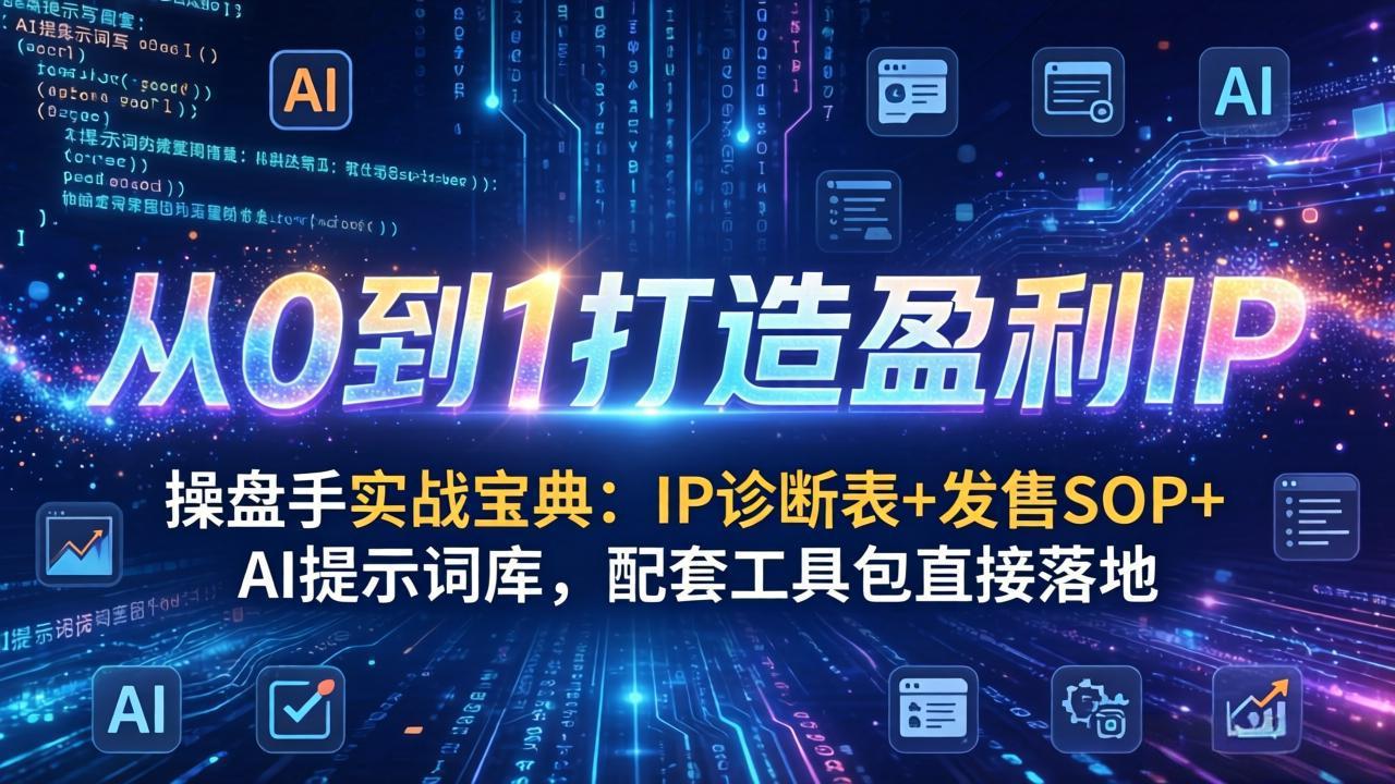 操盘手实战宝典：IP诊断表+发售SOP+AI提示词库，配套工具包直接落地，从0到1打造盈利IP-搞薯条网