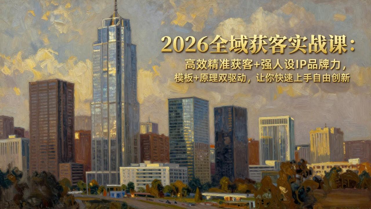 2026全域获客实战课：高效精准获客+强人设IP品牌力，模板+原理双驱动，让你快速上手自由创新-搞薯条网