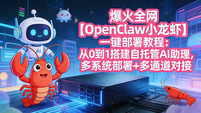 爆火全网【OpenClaw 小龙虾】一键部署教程：从0到1搭建自托管AI助理，多系统部署+多通道对接-搞薯条网
