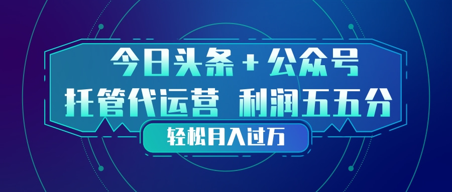 头条加公众号 托管代运营 利润分成模式 轻松月入过万-搞薯条网