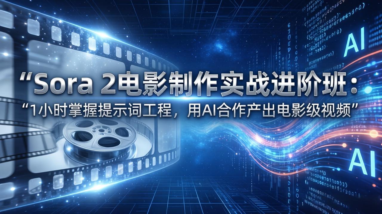 Sora 2电影制作实战进阶班:1小时掌握提示词工程,用AI合作产出电影级视频-搞薯条网