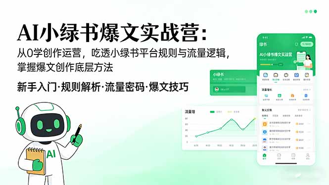 AI 小绿书爆文实战营：从0学创作运营，吃透小绿书平台规则与流量逻辑，掌握爆文创作底层方法-搞薯条网