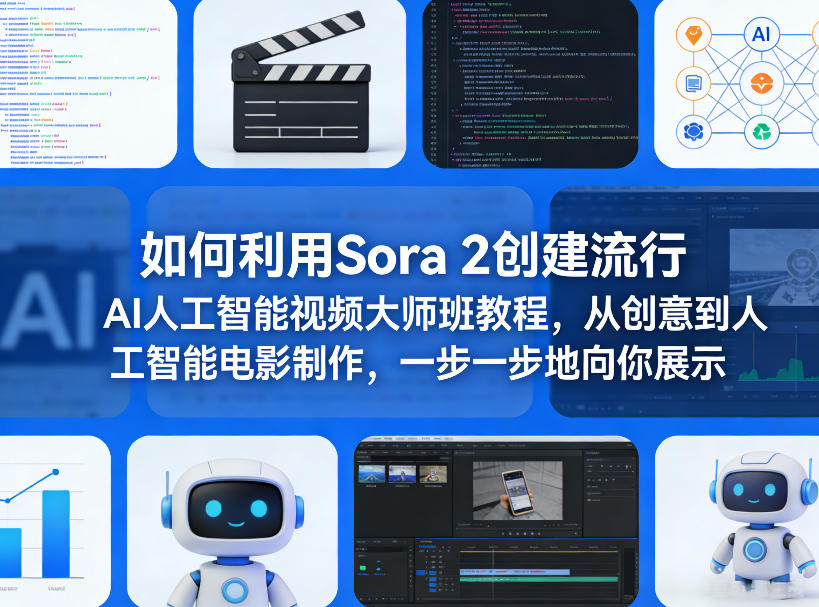 如何利用Sora 2创建流行AI人工智能视频大师班教程，从创意到人工智能电影制作，一步一步地向你展示-搞薯条网