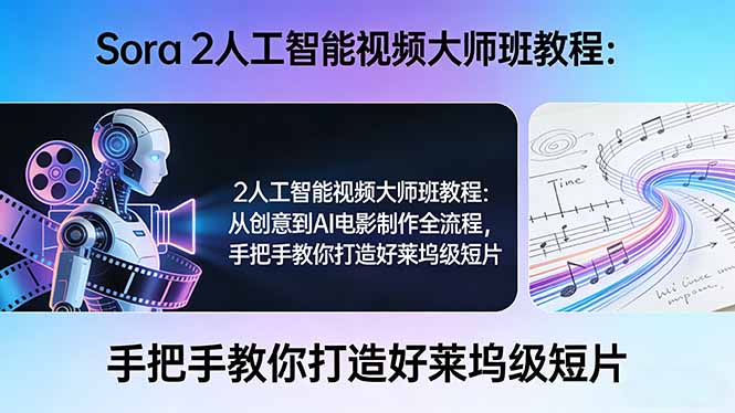 Sora 2人工智能视频大师班教程：从创意到AI电影制作全流程，手把手教你打造好莱坞级短片-搞薯条网