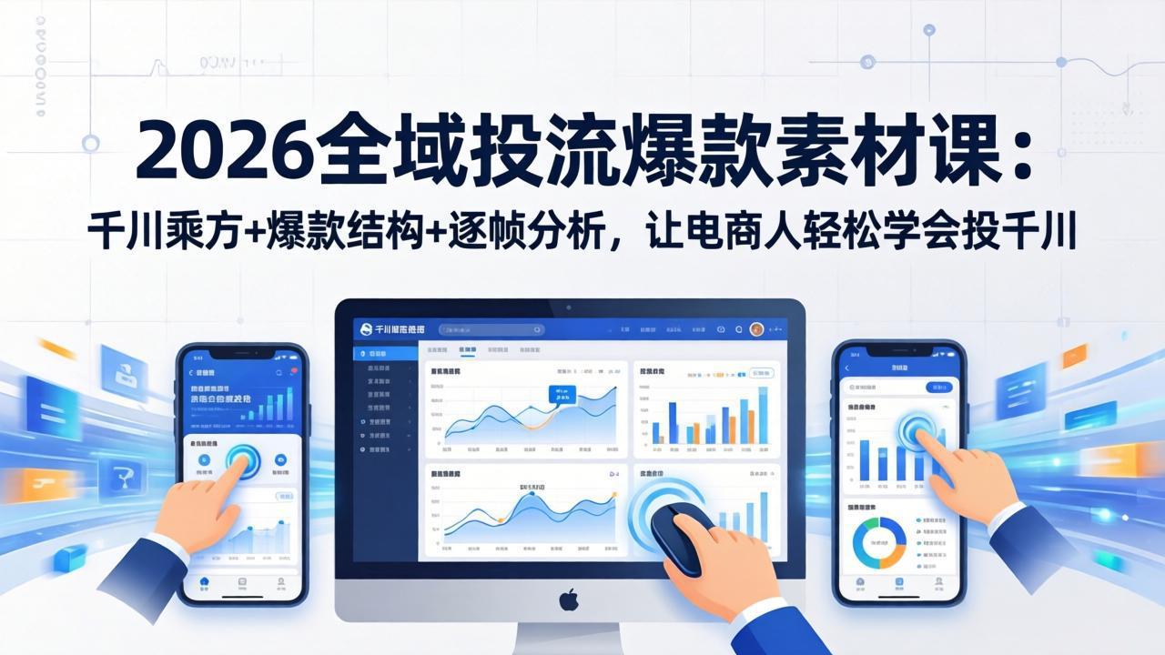 2026全域投流爆款素材课：千川乘方+爆款结构+逐帧分析，让电商人轻松学会投千川-搞薯条网