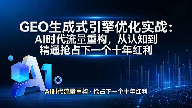 GEO 生成式引擎优化实战：AI时代流量重构，从认知到精通抢占下一个十年红利-搞薯条网