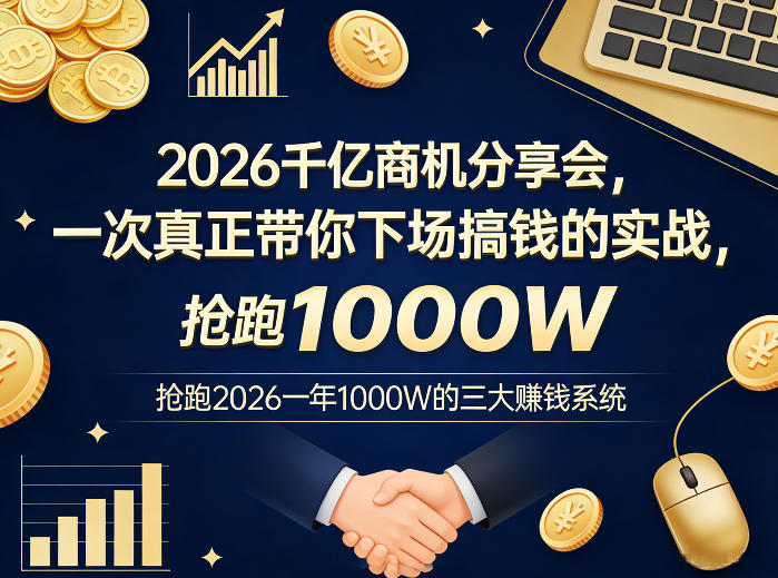 2026千亿商机分享会，一次真正带你下场搞钱的实战，抢跑2026一年1000W的三大賺钱系统-搞薯条网