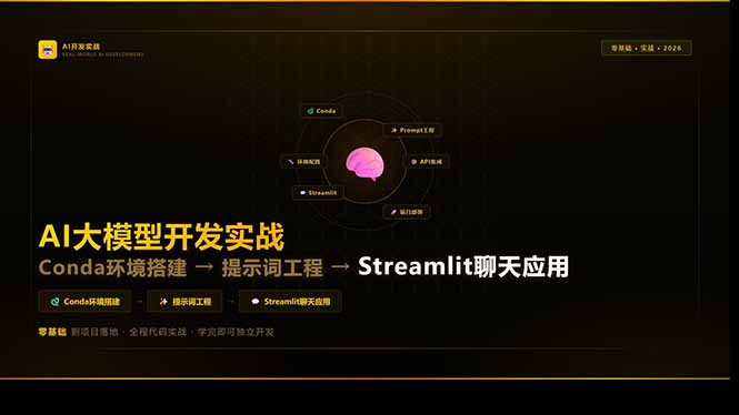 AI大模型开发实战：Conda环境搭建→提示词工程→Streamlit聊天应用，零基础到项目落地-搞薯条网