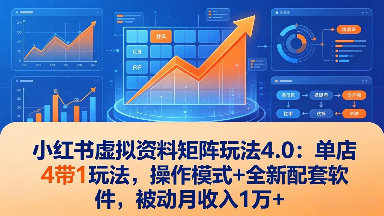 小红书虚拟资料矩阵玩法4.0：单店4带1玩法，操作模式+全新配套软件，被动月收入1万+-搞薯条网