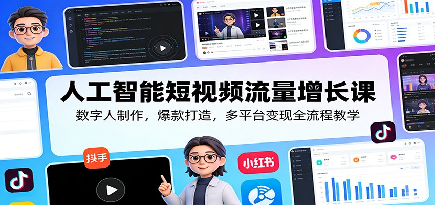 人工智能短视频流量增长课:数字人制作,爆款打造,多平台变现全流程教学-搞薯条网
