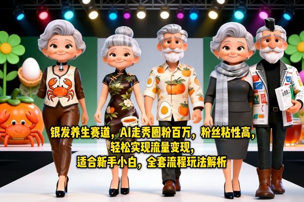 银发养生赛道，AI走秀圈粉百万，粉丝粘性高，轻松实现流量变现，适合新手小白，全套流程玩法解析-搞薯条网