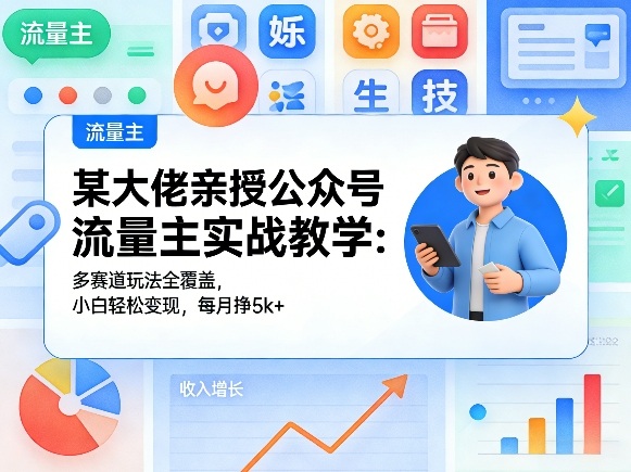 某大佬亲授公众号流量主实战教学：多赛道玩法全覆盖，小白轻松变现，每月多挣5k+-搞薯条网
