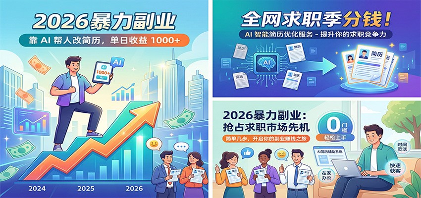 2026暴力副业:靠AI帮人改简历,单日收益1000+,全网求职季分钱-搞薯条网