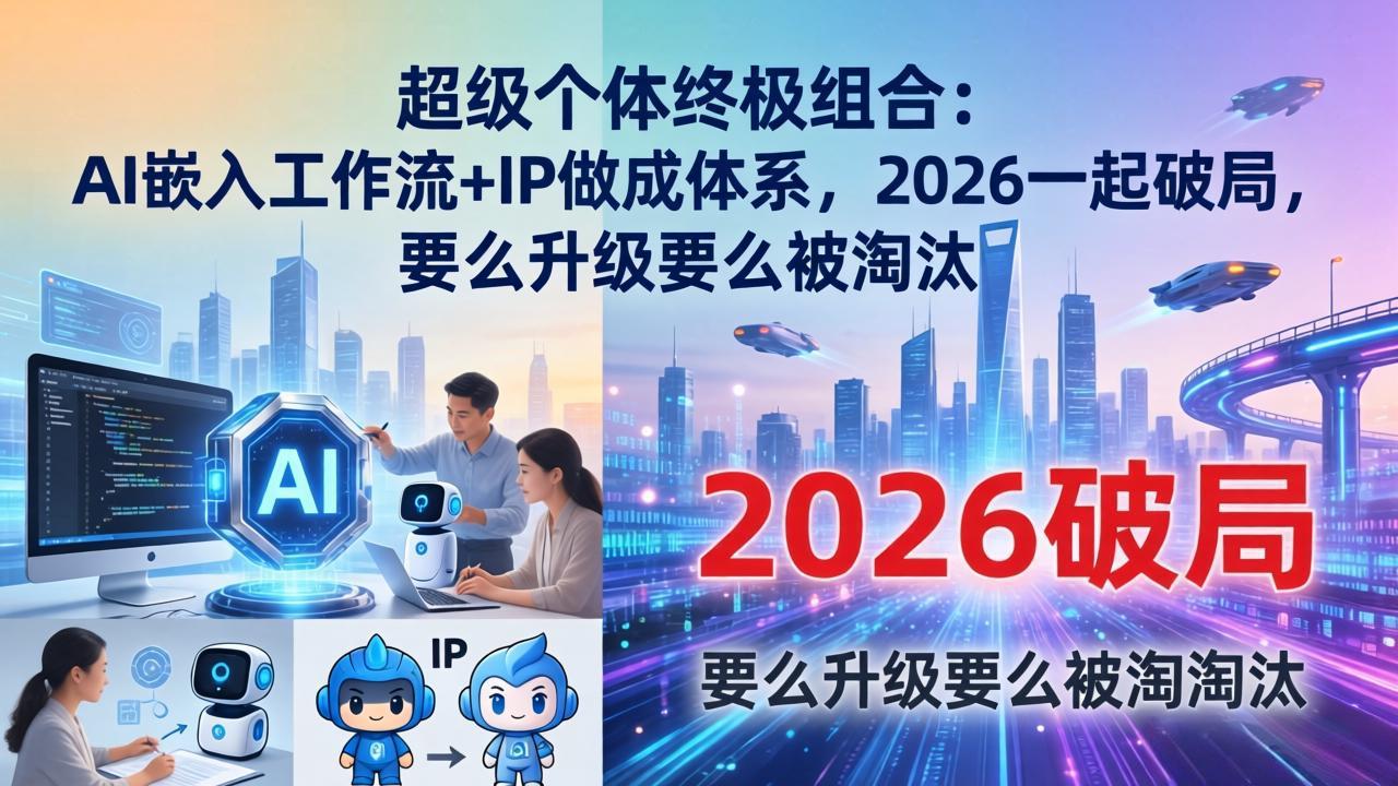 超级个体终极组合:AI嵌入工作流+IP做成体系,2026一起破局,要么升级要么被淘汰-搞薯条网