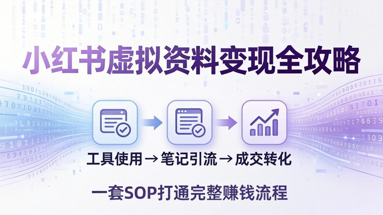 小红书虚拟资料变现全攻略：从工具使用到笔记引流成交，一套 SOP 打通完整赚钱流程-搞薯条网