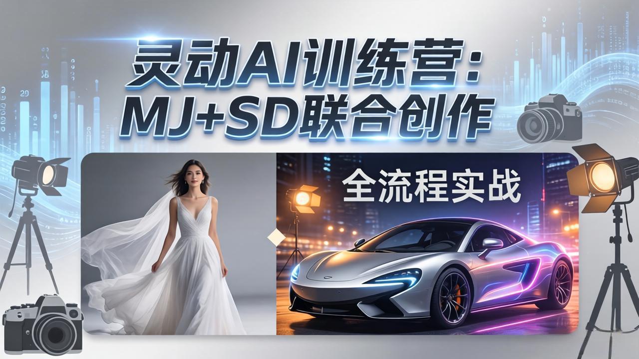 灵动AI训练营-3.0课程：MJ+SD联合创作，从婚纱大片到汽车广告，摄影后期全流程实战-搞薯条网