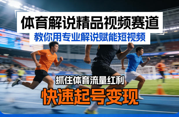 体育解说精品视频赛道，教你用专业解说赋能短视频，抓住体育流量红利，快速起号变现-搞薯条网