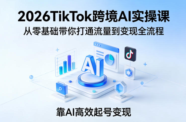 2026TikTok跨境AI实操课，从零基础带你打通流量到变现全流程，靠AI高效起号变现-搞薯条网