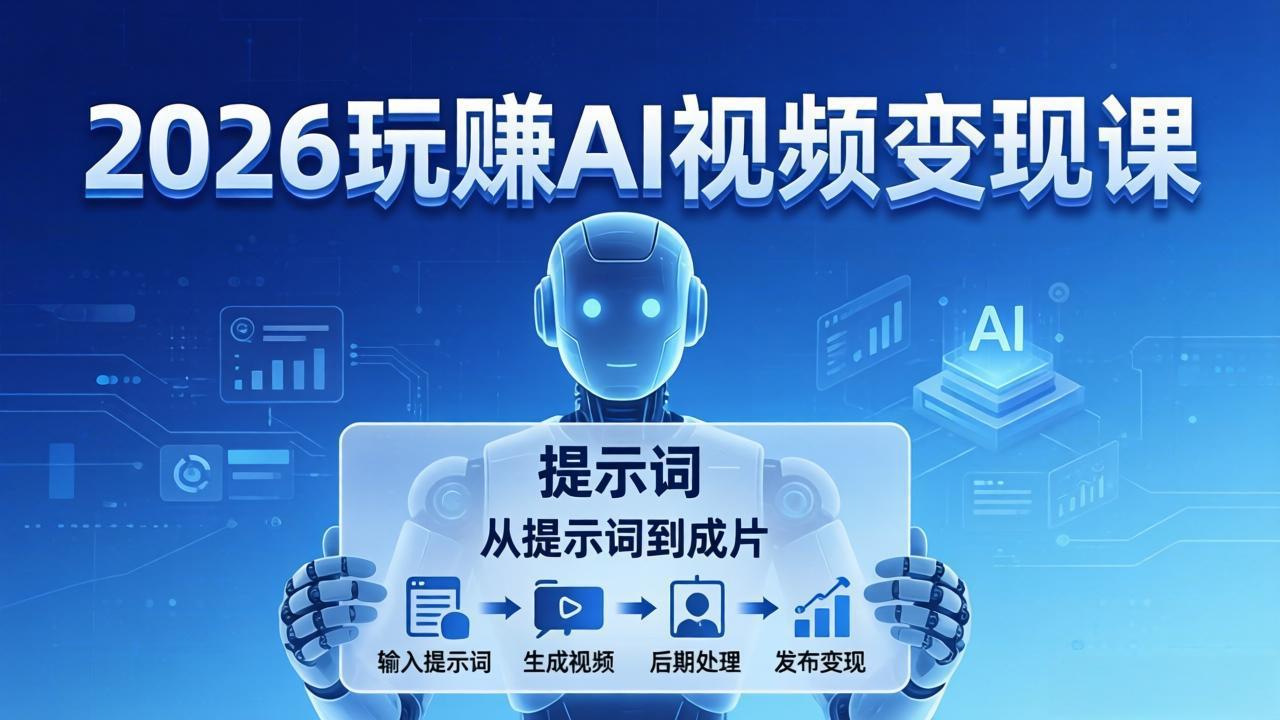2026玩赚AI视频变现课:掌握 AI 视频全流程技能,从提示词到成片高效产出-搞薯条网