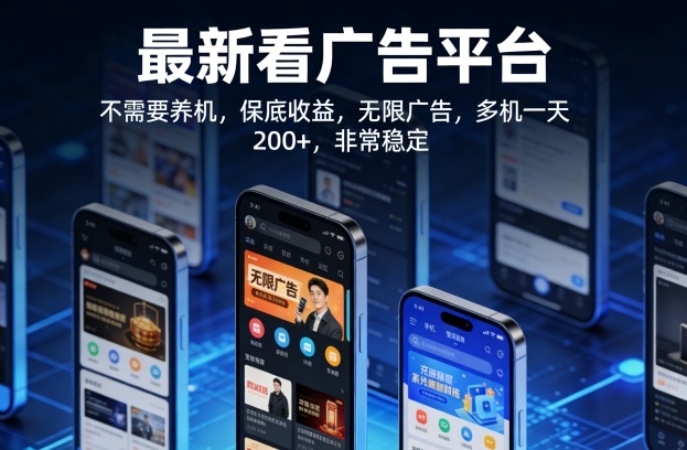 最新看广告平台,不需要养机,保底收益,无限广告,多机一天200+,非常稳定【揭秘】-搞薯条网