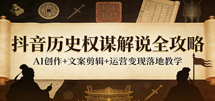 抖音历史权谋解说全攻略:AI创作+文案剪辑+运营变现落地教学-搞薯条网