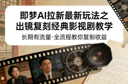 即梦AI拉新最新玩法之出镜复刻经典影视剧教学,长期有流量,全流程教你复制收益-搞薯条网