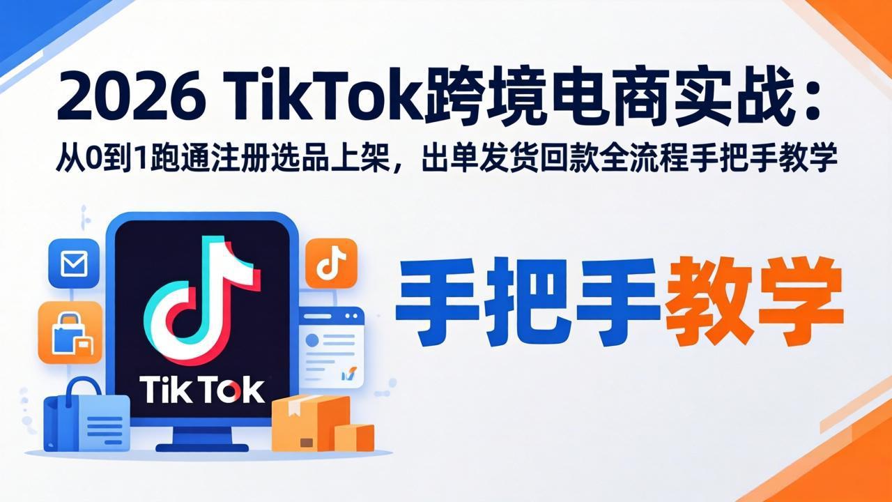 2026TikTok跨境电商实战：从0到1跑通注册选品上架，出单发货回款全流程手把手教学-搞薯条网
