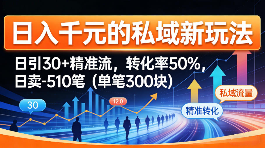 日入千米的私域新玩法:日引30+精准流,转化率50%,日卖5-10笔(单笔300米)-搞薯条网