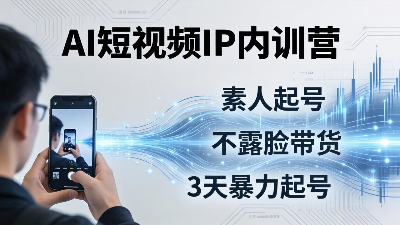2026AI短视频IP内训营：从素人起号到不露脸带货，3天暴力起号全流程拆解-搞薯条网