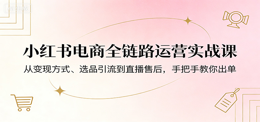 小红书电商全链路运营实战课：从变现方式、选品引流到直播售后，手把手教你出单-搞薯条网