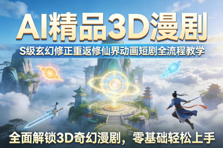 AI精品3D漫剧S级玄幻修正重返修仙界动画短剧全流程教学,全面解锁3D奇幻漫剧,零基础轻松上手-搞薯条网