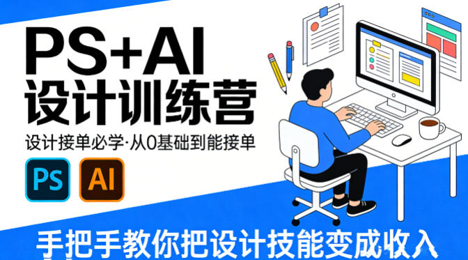 设计接单必学,PS+AI设计训练营,从0基础到能接单,手把手教你把设计技能变成收入-搞薯条网