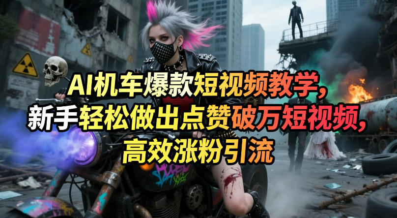 AI机车爆款短视频教学，新手轻松做出点赞破万短视频，高效涨粉引流-搞薯条网