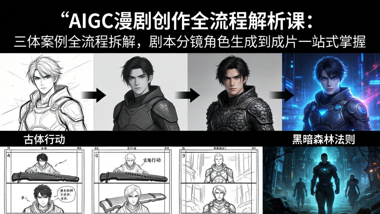 AIGC漫剧创作全流程解析课:三体案例全流程拆解,剧本分镜角色生成到成片一站式掌握-搞薯条网