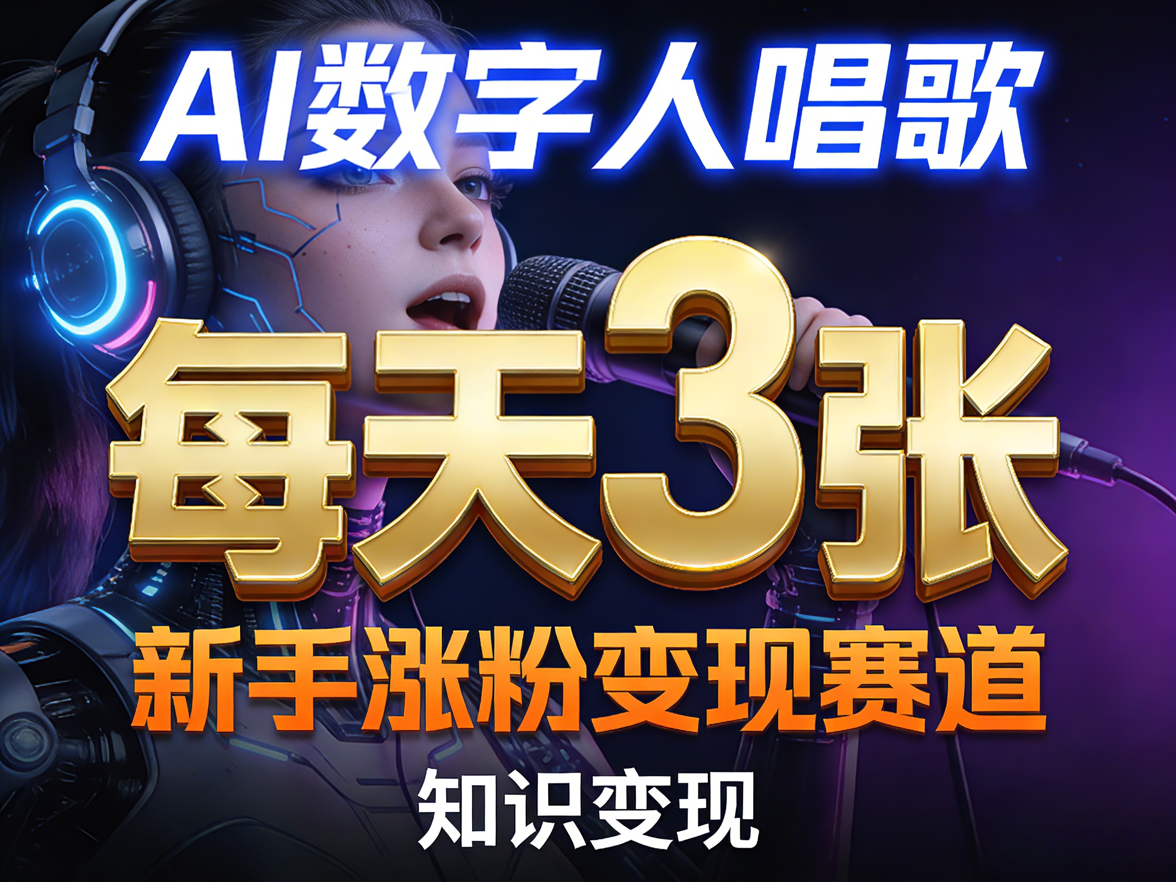 AI数字人唱歌，新手涨粉变现赛道，每天3张和知识付费，副业必备-搞薯条网
