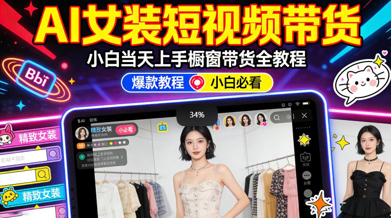 AI女装短视频橱窗带货:小白零门槛当天上手,高佣金爆款轻松賺!-搞薯条网